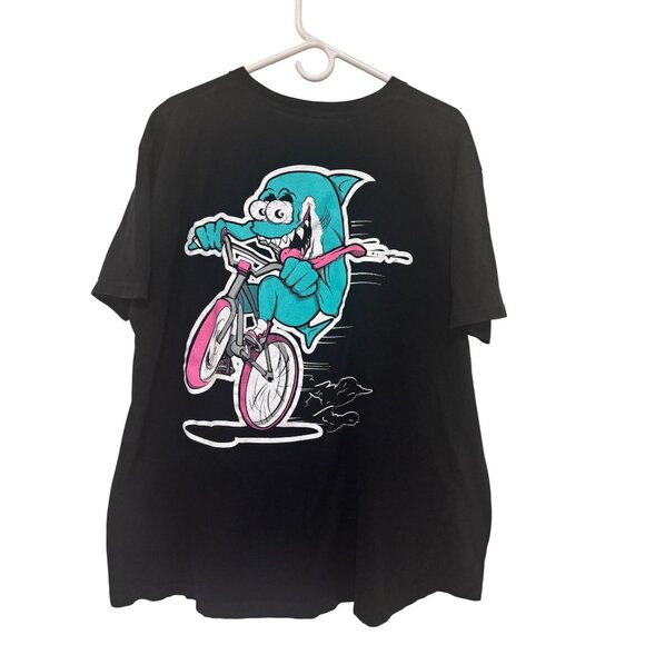 Black Cruers Graphic T-Shirt With Cartoon Bicycle Character Design 1X - Picture 2 of 2